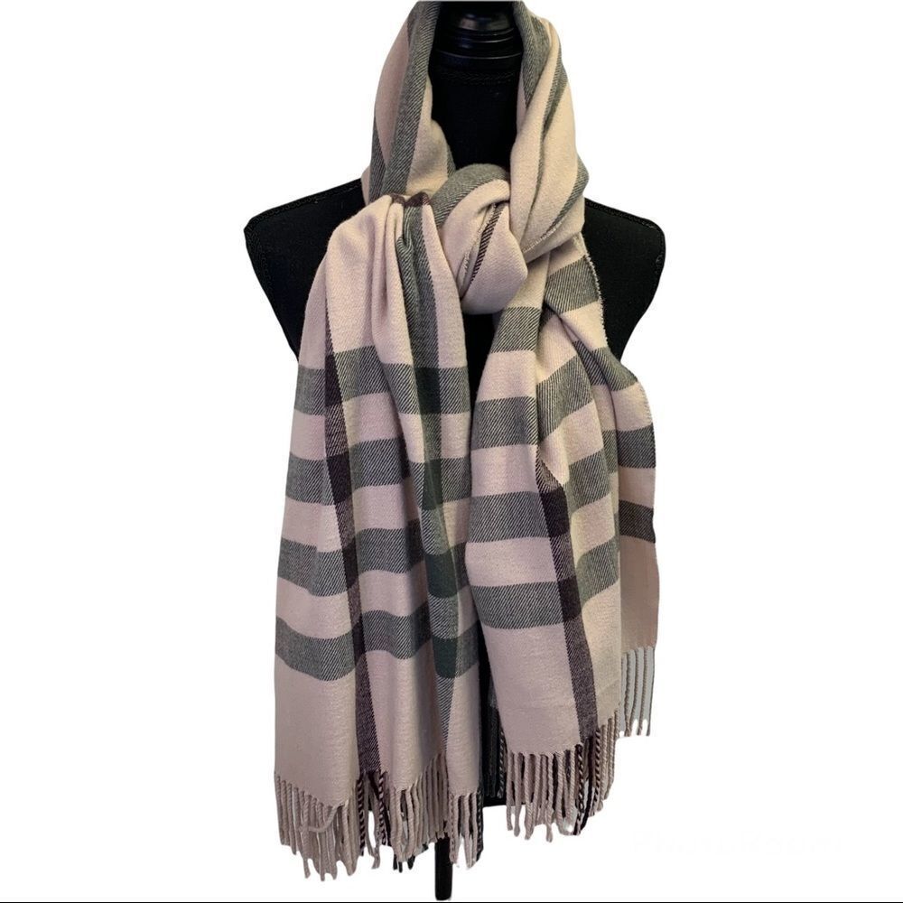 INDIGO pastel dusty rose pink burgundy gray fall winter warm soft blanket scarf - Picture 4 of 9